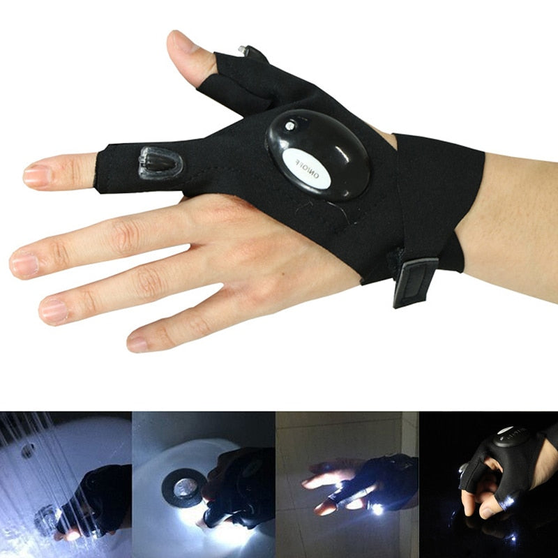 Luva magic pró com led. Luvas de profissional em suas mãos.