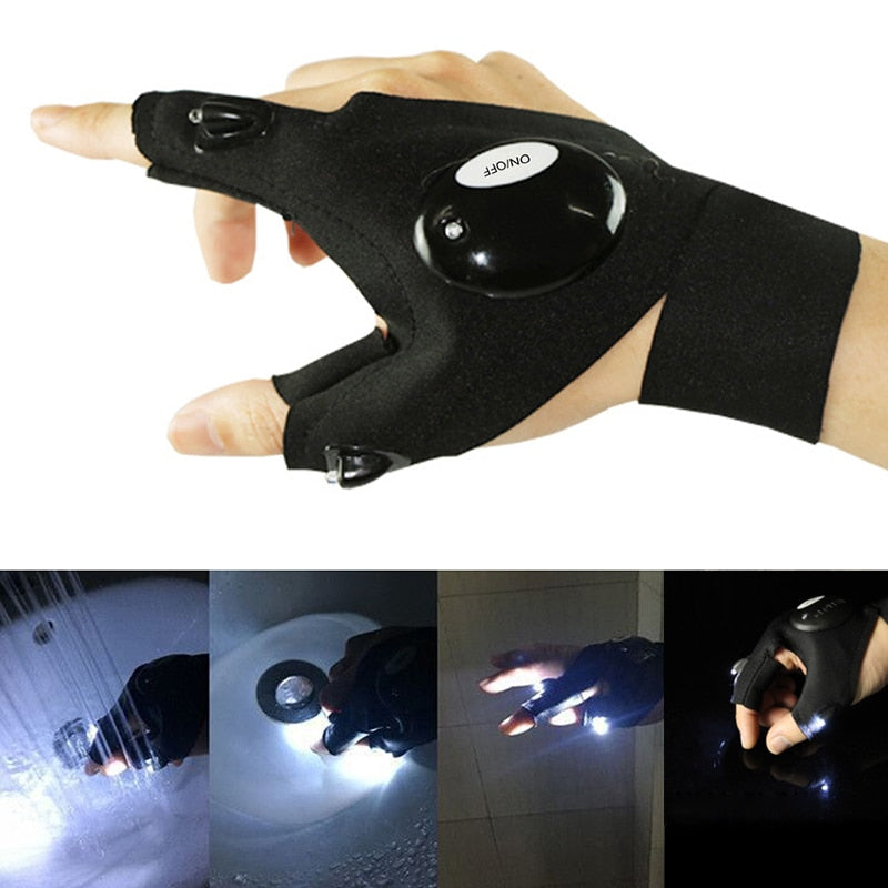 Luva magic pró com led. Luvas de profissional em suas mãos.