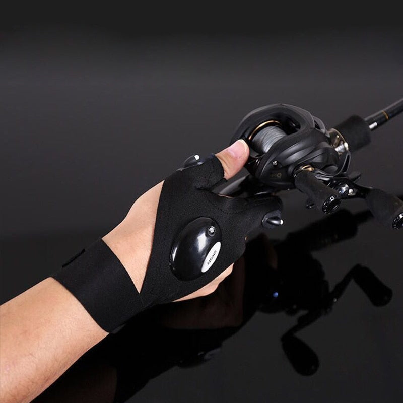 Luva magic pró com led. Luvas de profissional em suas mãos.