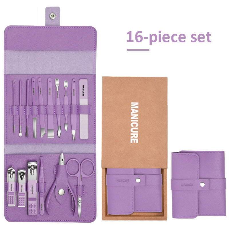 Kit profissional de Pedicure e Manicure em aço inoxidável