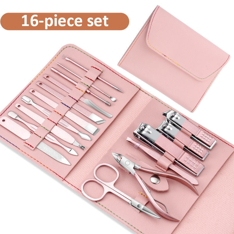 Kit profissional de Pedicure e Manicure em aço inoxidável